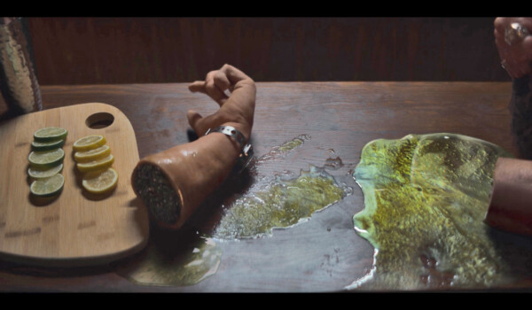 Animatronic hand and arm of Josh Hartnett with blood rig